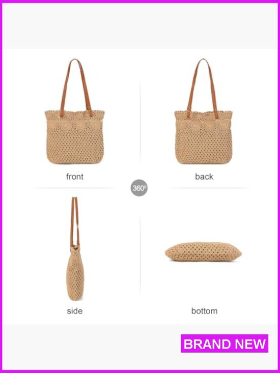 Amazon.com: Straw Hobo Bags for Women Crochet Beach Bag  Woven Straw Shoulder Bag Boho Crossbody Purse Summer Beach Crochet Hobo